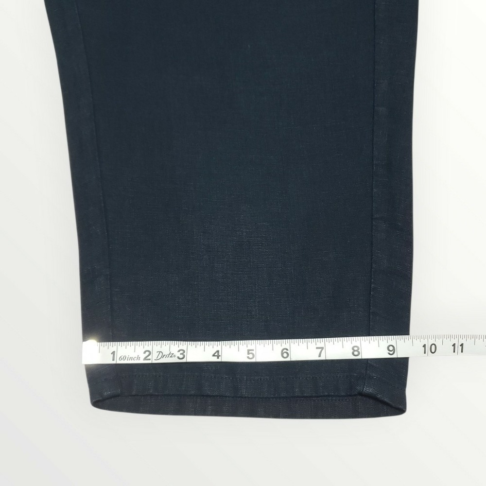 J.Jill Love Linen Navy Blue Pull On Crop Pants XL Wide Leg Elastic Waist Pocket - Picture 10 of 10